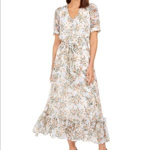 Calvin Klein Puff - Sleeve Chiffon Maxi Dress 10